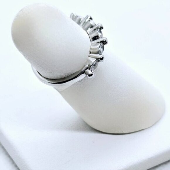 Silver Tone Moissanite Solid Bubble Fashion Ring - Picture 7 of 10